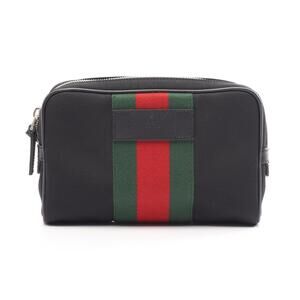 Gucci Sherry Waist Bag Body Canvas Leather Black Green Red